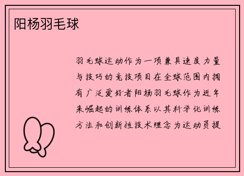 阳杨羽毛球